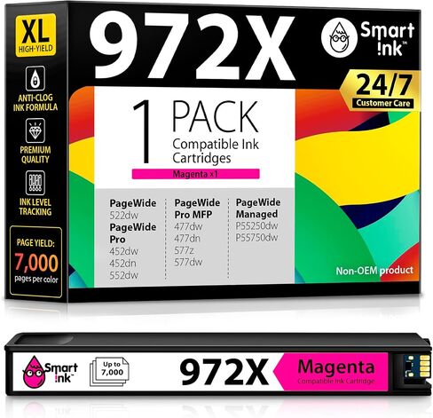 Smart Ink Compatible Ink Cartridge Replacement for HP 972X 972 X (2 Black Pack) to use with PageWide Pro 477dw 577dw 452dw 477dn 452dn 577z 552dw P55250dw Printers in Saudi Arabia