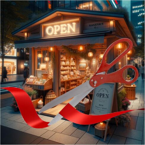 Big Ribbon Cutting Ceremony Kit - 30 Inch Large Red Scissors for Grand Opening Ceremonies and Red Satin Ribbon For Business Opening Inaugurations and Special Events in Saudi Arabia