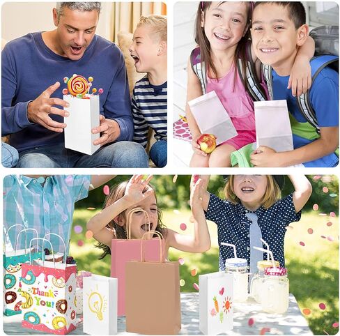 JOHOUSE 50PCS Small Brown Paper Bags,3.5x2.2x7 inches Kraft Paper Bags Mini Snack Bag Party Bag Treat Bag for Baby Shower Wedding Party Favors DIY Wrapping. in Saudi Arabia