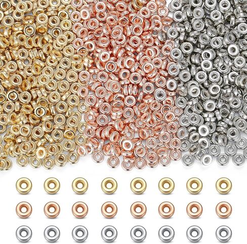 حبات فاصل التاج من Xiannvxi 500pcs لصنع المجوهرات - حبات فضفاضة ناعمة لأساور وقلائد DIY (الذهب والفضة والذهب الوردي) in Kuwait