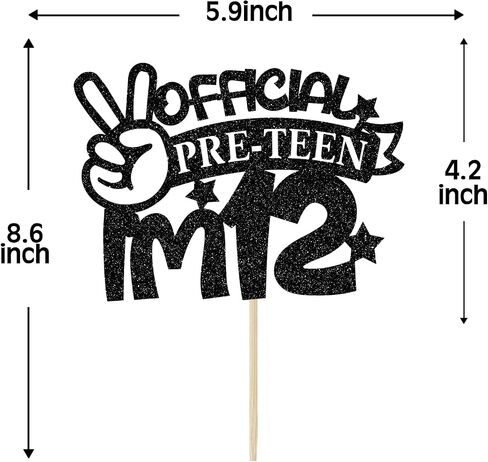 Official Pre-teen I'm 12 Cake Topper, 12 Years Old Boy Birthday Party Decoration Supplies, Pre-teen Boy Birthday Cake Picks, Happy 12th Birthday Cake Topper Blue Glitter in Saudi Arabia