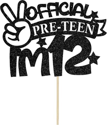 Official Pre-teen I'm 12 Cake Topper, 12 Years Old Boy Birthday Party Decoration Supplies, Pre-teen Boy Birthday Cake Picks, Happy 12th Birthday Cake Topper Blue Glitter in Saudi Arabia