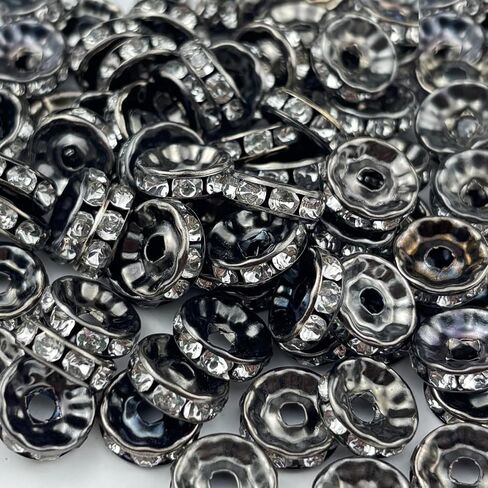 80pcs 10mm Rondelle Spacer Beads Silver Plated Crystal Rhinestone Spacer Loose Beads for Jewelry Making DIY Bracelets Necklace Earring Craft(Lemon Yellow) in Kuwait
