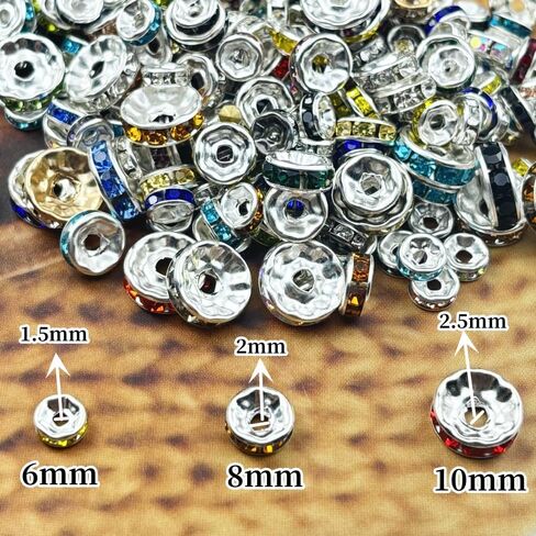 80pcs 10mm Rondelle Spacer Beads Silver Plated Crystal Rhinestone Spacer Loose Beads for Jewelry Making DIY Bracelets Necklace Earring Craft(Lemon Yellow) in Kuwait