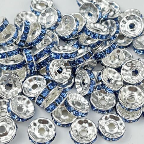 80pcs 10mm Rondelle Spacer Beads Silver Plated Crystal Rhinestone Spacer Loose Beads for Jewelry Making DIY Bracelets Necklace Earring Craft(Lemon Yellow) in Kuwait