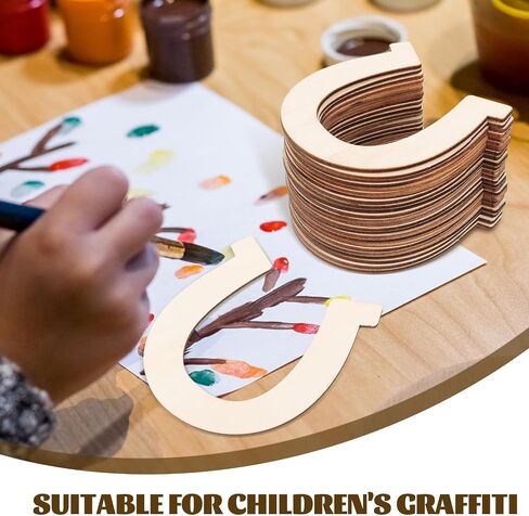 Tofficu 48pcs Horseshoe Chips Wood Hanging Ornament Unfinished Wooden Horse Cutouts Unfinished Horseshoes Cutouts Cowboy Arts and Crafts for Horseshoe Cutouts Graffiti Child Toy Set in Saudi Arabia
