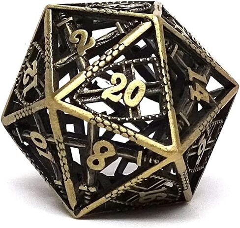 Hollow Dice of Devine Retribution - Metal Polyhedral Dice with Swords and Shields Design (Legendary Silver D20) in Saudi Arabia