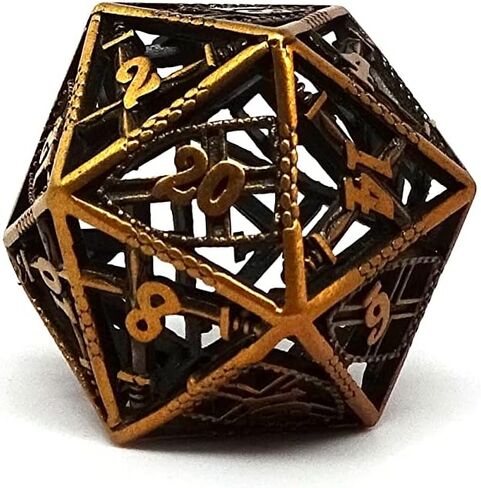 Hollow Dice of Devine Retribution - Metal Polyhedral Dice with Swords and Shields Design (Legendary Silver D20) in Saudi Arabia