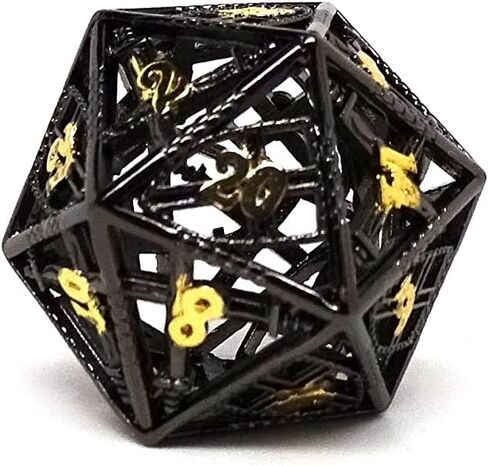 Hollow Dice of Devine Retribution - Metal Polyhedral Dice with Swords and Shields Design (Legendary Silver D20) in Saudi Arabia
