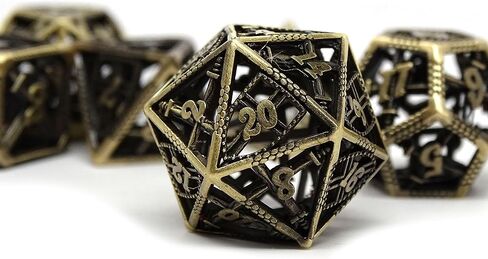 Hollow Dice of Devine Retribution - Metal Polyhedral Dice with Swords and Shields Design (Legendary Silver D20) in Saudi Arabia