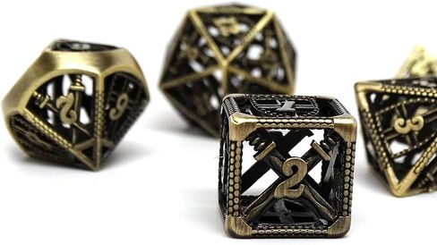 Hollow Dice of Devine Retribution - Metal Polyhedral Dice with Swords and Shields Design (Legendary Silver D20) in Saudi Arabia