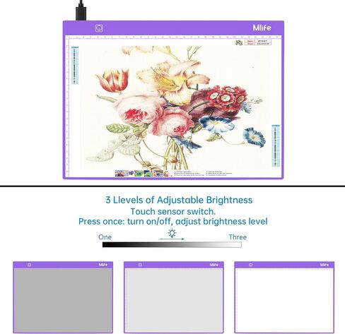Mlife Diamond Painting Joxes ، 1 Diamond Painting A4 Light Box Tracing Light Board مع 3 سطوع ، 80 فتحات تخزين حبة مع إكسسوارات وأدوات من الماس 5D Attosity （الأرجواني） in Kuwait