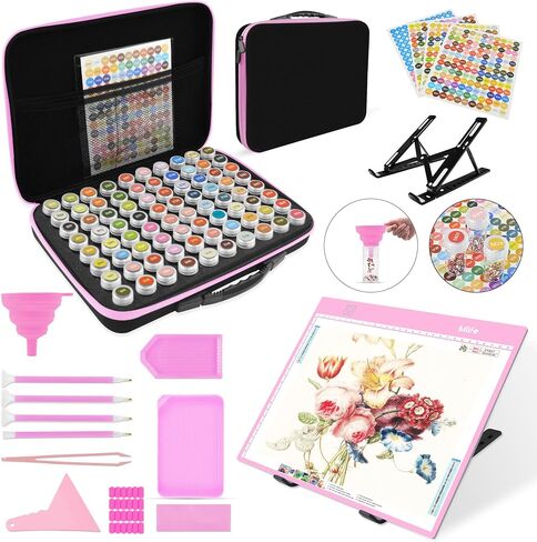Mlife Diamond Painting Joxes ، 1 Diamond Painting A4 Light Box Tracing Light Board مع 3 سطوع ، 80 فتحات تخزين حبة مع إكسسوارات وأدوات من الماس 5D Attosity （الأرجواني） in Kuwait