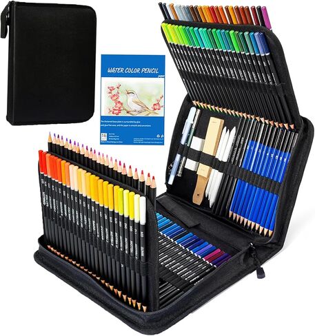 146Pcs Drawing and Sketching Colored Pencils Set, Art Supplies Include Sketch Charcoal Colored Metallic Watercolor Graphite Mark Pencils, Professional Drawing kit and Sketchbook for Artists Adult in Kuwait