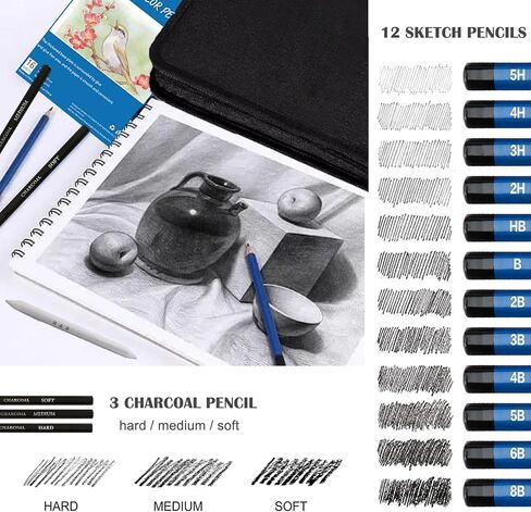 146Pcs Drawing and Sketching Colored Pencils Set, Art Supplies Include Sketch Charcoal Colored Metallic Watercolor Graphite Mark Pencils, Professional Drawing kit and Sketchbook for Artists Adult in Kuwait