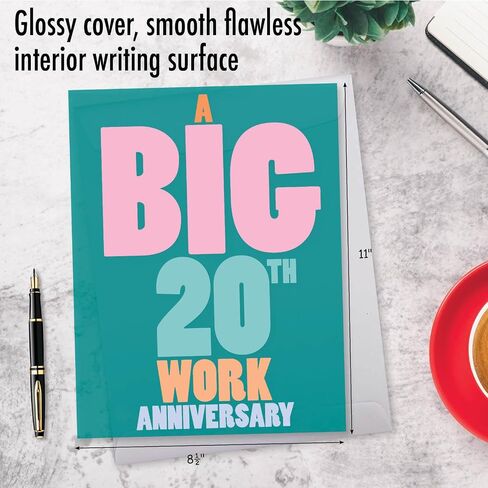 NobleWorks - 20th Work Anniversary Card Jumbo (8.5 x 11 Inch) - Big Notecard for Employee Anniversaries, 20 Years - Years at Work 20 J9140MAG-WA in Saudi Arabia