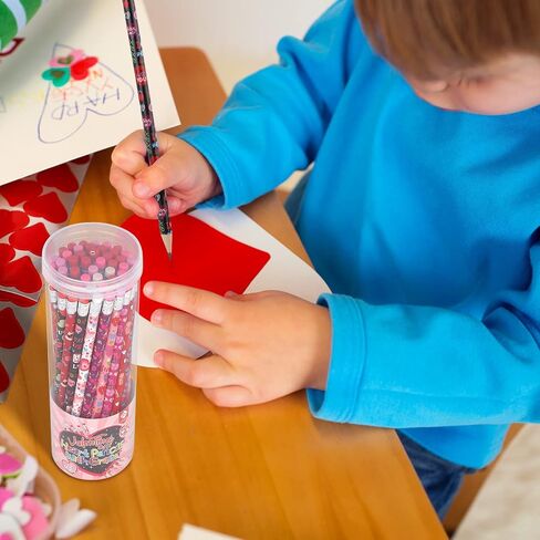 ADXCO 96 Valentines Day Pencils with Eraser and Pencil Bucket for Valentine's Day Party Supplies, Classroom Rewards, Carnival Prize, School Office Supplies in Saudi Arabia