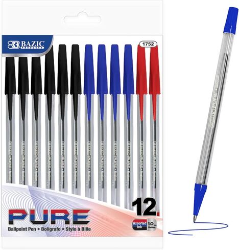 BAZIC Pure Assorted Color Stick Pen (12/Pack) in Saudi Arabia