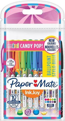Paper Mate InkJoy Mini Ballpoint Pens | Retractable Medium Point (1.0mm) | Candy Pop Wraps | 10 Count in Kuwait