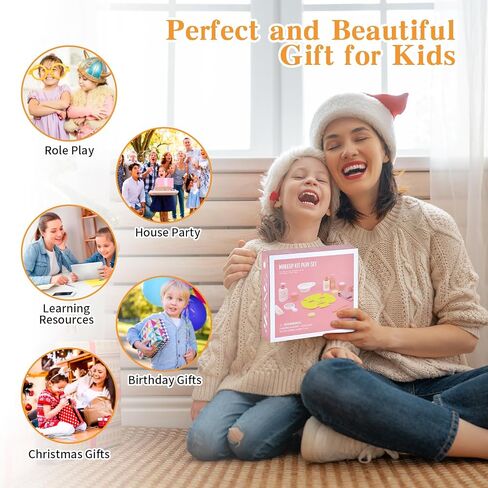 Ehome Wooden Makeup Toy Set for Toddler Pretend Play Skin Care Beauty Salon Set Wood Learning Toys, Play Spa Set with Face Mask Christmas Birthday Gifts for 3-8 Years Old, White in Saudi Arabia