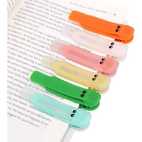 6pcs Automatic Bookmark, Silicone Book Marks for Reading Colorful Book Page Markers Smart Unique Bookmarker Clip Reading Accessories for Book Lovers Gifts Women Men Kids