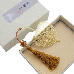 Vintage Metal Bookmark Page Markers Student Reading Pagination Mark with Chinese Knot Pendant for Book Lovers, Page Turners, Travel Readers, Literature Fans,Bookworm Gifts (Ginkgo Biloba-B)