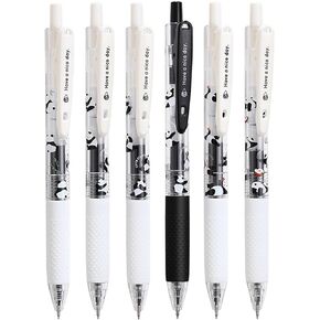 6 Pcs Gel Ink Pens Cute Retractable Pens Cartoon Panda Pen 0.5mm Black Ink Pen Soft Grip Writing Pens Aesthetic Pens Office School Supplies for Girls Boys Women Men (6Pcs Panda)