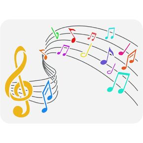 FINGERINSPIRE Music Note Stencil 11.7x8.3 inch Reusable Plastic PET Treble Clef Stencils Hollow Out Jumping Music Symbols Drawing Stencil DIY Art Crafts Decor for Wall, Tiles, Fabric, Wood, Paper