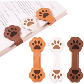 3 Pcs Leather Magnetic Bookmark,Cute Cat Face Shape Leather Magnet Bookmark for Reading,Thoughtful Gift for Book Lovers,Readers and Students