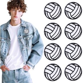8Pcs 2inch Volleyball Patches, Rugby Embroidered Appliques Iron On, Iron on Embroidered Applique Patches Sports Soccer Ball Sewing Black White Soccer Ball Sewing Crochet for Clothes Jeans Hats Jacket