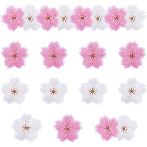 Sakura Iron on Patches Flower Embroidered Applique Patches Sew on Badge Stickers, Flower Iron on Patches, Flower Patch Clothing Iron on Patches Delicate Embroidered for Bags Jackets Jeans Clothes DIY
