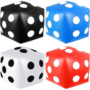 4 Pieces Jumbo Inflatable Dice 19.7 Inch Giant Inflatable Dice Multicolor Large Fun Game Toy for Indoor Outdoor Lawn Swimming Pool Party Board Game, White