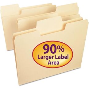 Smead 10301 SuperTab File Folders 1/3 Cut Top Tab Letter Manila 100/Box