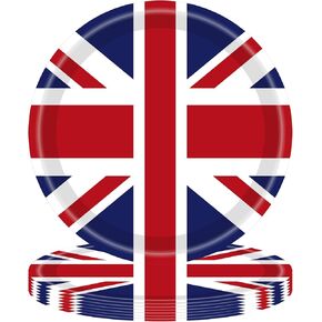 32pcs British Paper Plates 7" Disposable Britain UK England Flag Birthday Party Paper Plate British Flag Party Supplies British Flag Dessert Paper Plates Union Jack Paper Plates London National Day