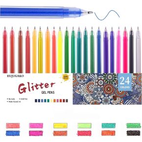 Gel Pen Glitter Gel Pens 0.8-1.0MM Tip Pens with 150% More Ink for Adults Coloring Books Drawing Doodling Crafts Scrapbooks Bullet Journaling 24 Color