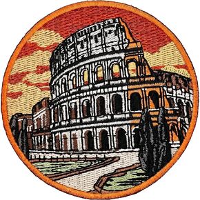 3.5" Colosseum Iron On Patch | Embroidered Italy Italian Traveler Travel Applique Appliques Iron On/Sew On Patches for Clothing, Jeans, Hat, Backpacks, Hats, Jackets, Clothes