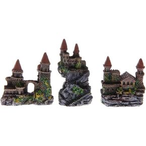 Aquarium Castle Decoration Small Resin Castles Hideouts Stone Cave Hide House Fish for Tank Accessories for Betta Shrimp Aquarium Soil