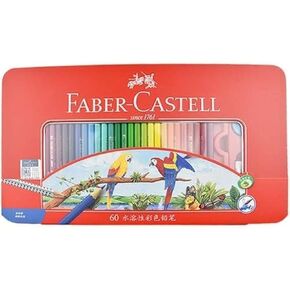 Faber-Castell FC115965ffa Colored Pencils, Watercolor, 60 Colors, Red Can (Pencil, Brush, Eraser, Sharpener)