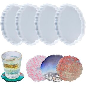 4PCS Coaster Resin Molds, Irregularly Coaster Molds for Resin Casting Silicone Coaster Molds for DIY Art Craft Cup Mats, Home Decoration.