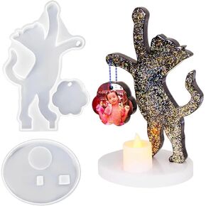 Photo Frame Resin Mold Cat Candlestick Silicone Mold Animal Epoxy Picture Frames Mold DIY Personalized Photo Frame for Crafts Table Home Decor Gift (Cat)