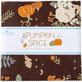 Pumpkin Spice Riley Blake 5-inch Stacker, 42 Precut Fabric Quilt Squares by Simple Simon & Company, Assorted