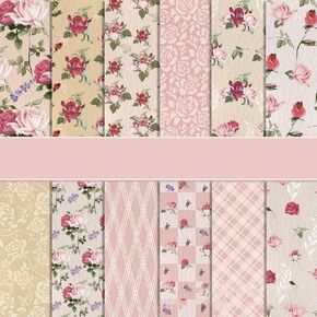 24 Pack Floral Pattern Double-Sided Scrapbook Paper, 11.8-inches Flower Textured Scrapbook Paper Craft Paper Folded Flat for DIY Background Card Making Scrapbook Photo Album Decor-12Designs