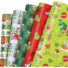Christmas Grich Wrapping Paper - 15 Sheets Funny Cartoon Christmas Decorations Holiday Gift Wrapping Paper - Christmas Gifts Wrapping Paper 19.7" x 27.6"