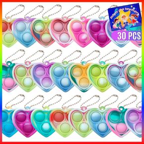 Valentines Day Gifts for Kids,30 Pack Valentines Cards for Kids Classroom with Heart Pop Fidget Toys,Valentines Exchange Gifts for Kids Classroom,Valentines Party Favors Classroom Prizes