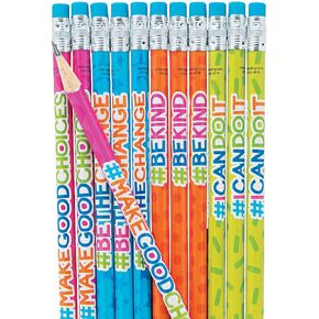 Fun Express Good Character Hashtag Pencils - 24 Pieces - Educational and Learning Activities for Kids