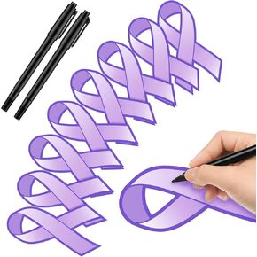 Qilery 100 Pcs Large Green Ribbon Cutouts with 2 Pcs Marker Pens Paper Mental Health Awareness Cutouts Mental Health Month Items for Charity Fundraiser Support Supplies