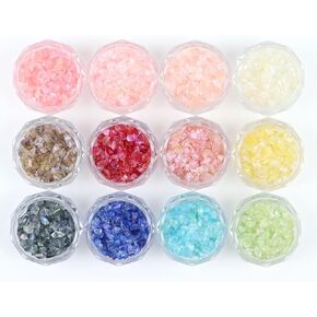 RUIRUI Crushed Glass 24 Color Set Broken Glass Glitter 1-3mm Colorful Craft Glass Glitter for Resin Arts, Nail Art, Geode Phone Case, Phoframe, Jewelry, Painting Decoration
