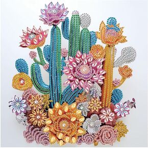 Sanjee 5D Special Shape Diamond Art Kits for Beginners, Cactus Diamond Painting Kits for Adults, Crystal Rhinestones Diamond Painting for Home Wall Decoration Gift, 12×12inch