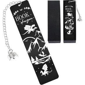 Dragon Lagmarks Hompts for Men - Fantasy Metal Bookmark Reading Novel Novel Loving Boys Black Page Marker with Tassel for Thualive Teacher Birthday Book Club Associations