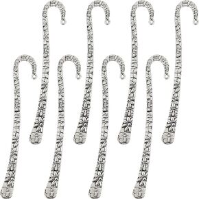 SUNNYCLUE 1 Box 12Pcs Silver Bookmark Flower Bookmarks Metal Antique Vintage Tibetan Style Flowers Floral Carved Hook Bookmarks with Loop for Reading Making Supplies DIY Crafts Findings Hairpin Women